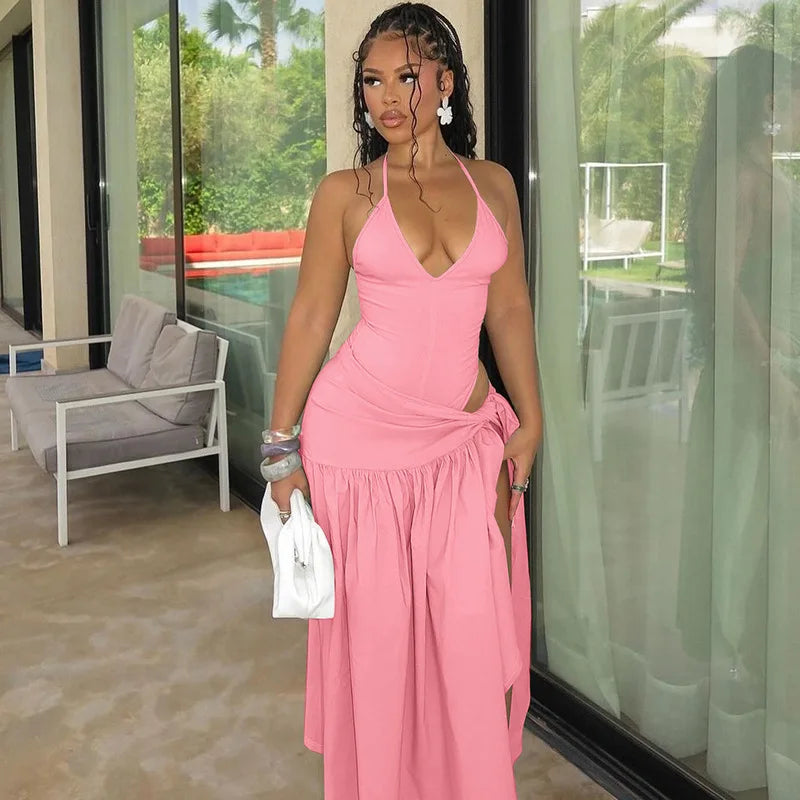 Elegant Fashion Women's Set Sleeveless Strap Bodysuit +Long Skirts Set Autumn Tracksuit Sexy 2025 Tie Up Two 2 Piece Set Outfits