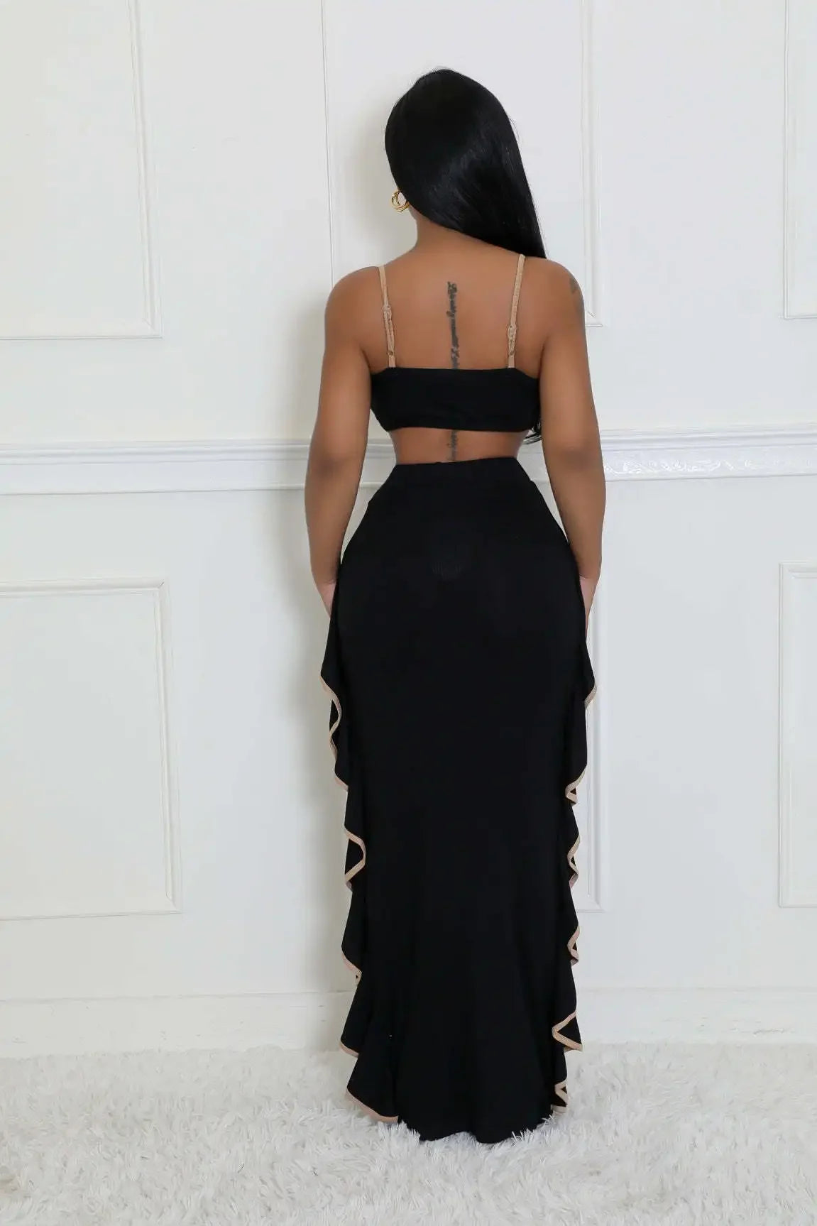 Spaghetti Strap Top Ruffle Skirt 2 Piece Set