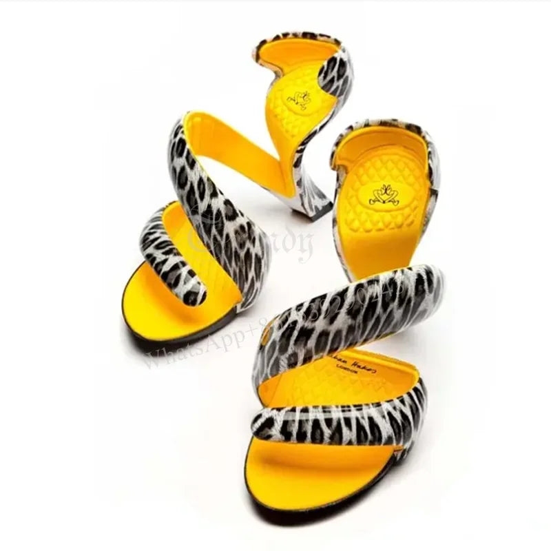 Sandals Gladiator Snake Shoes Blue Patent 2025 Women Riband Design Mixed Colors Strange Style Slip On Modern Fashion High Heels