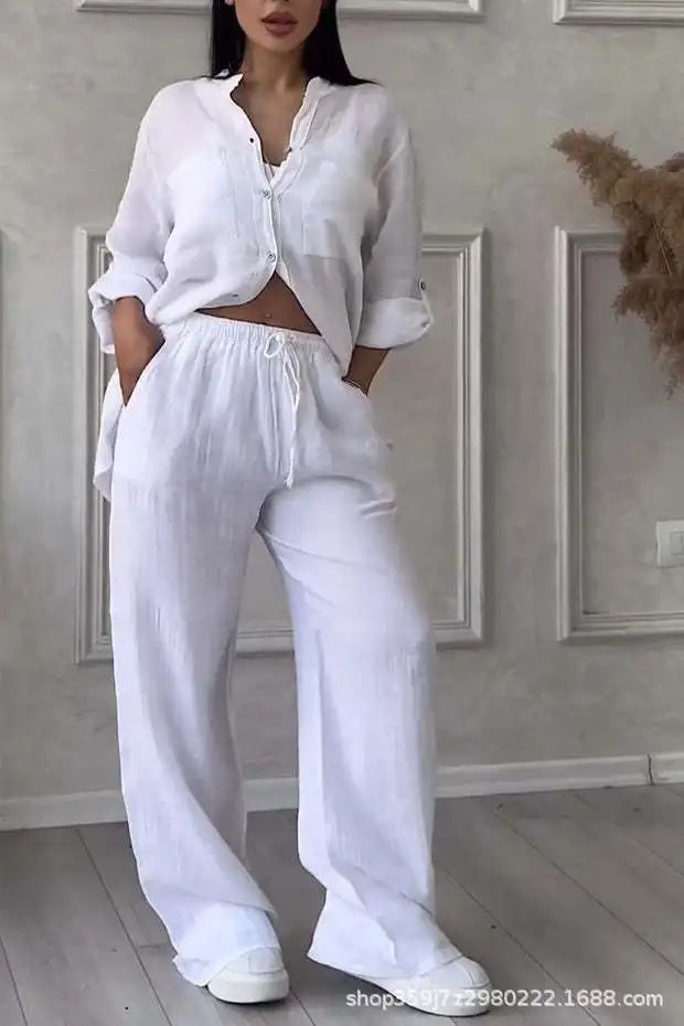 2 Piece Wide Leg Pants Set