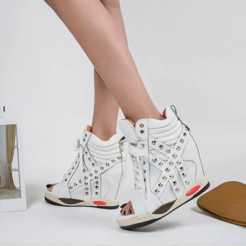 Platform Round Toe Wedge Boots