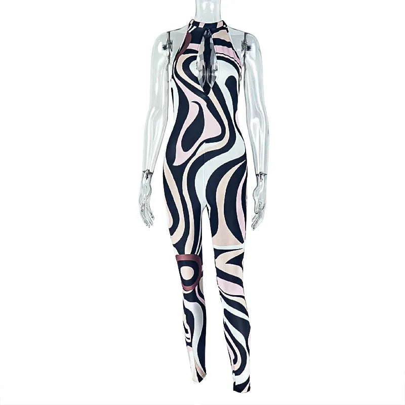 Zebra Sexy Sleeveless Jumpsuit