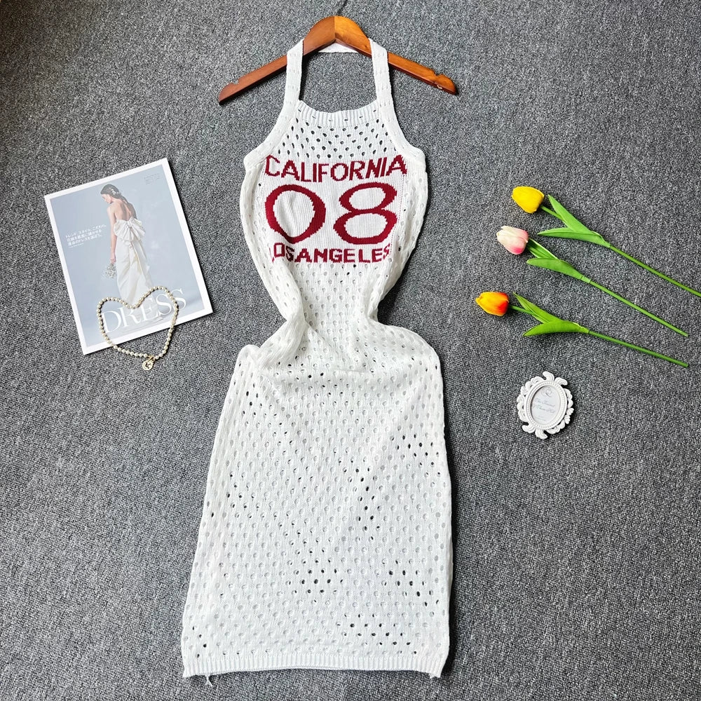 YuooMuoo Chic Fashion Sexy Package Hips Knitted Summer Dress Women Slim Elastic Halter Bodycon Mini Dress Streetwear Outfits