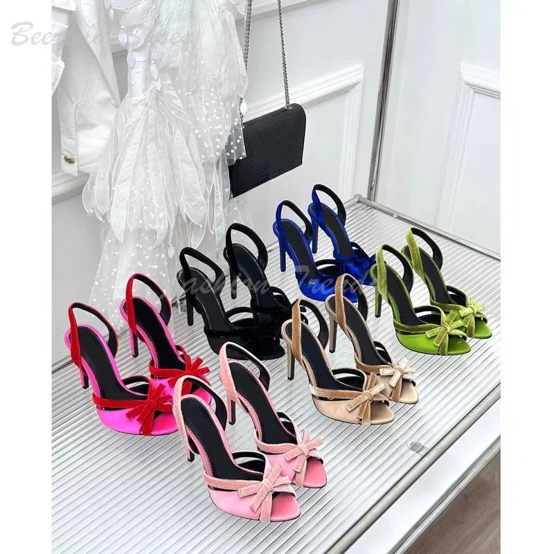 Rose Bow Slingback High Heels