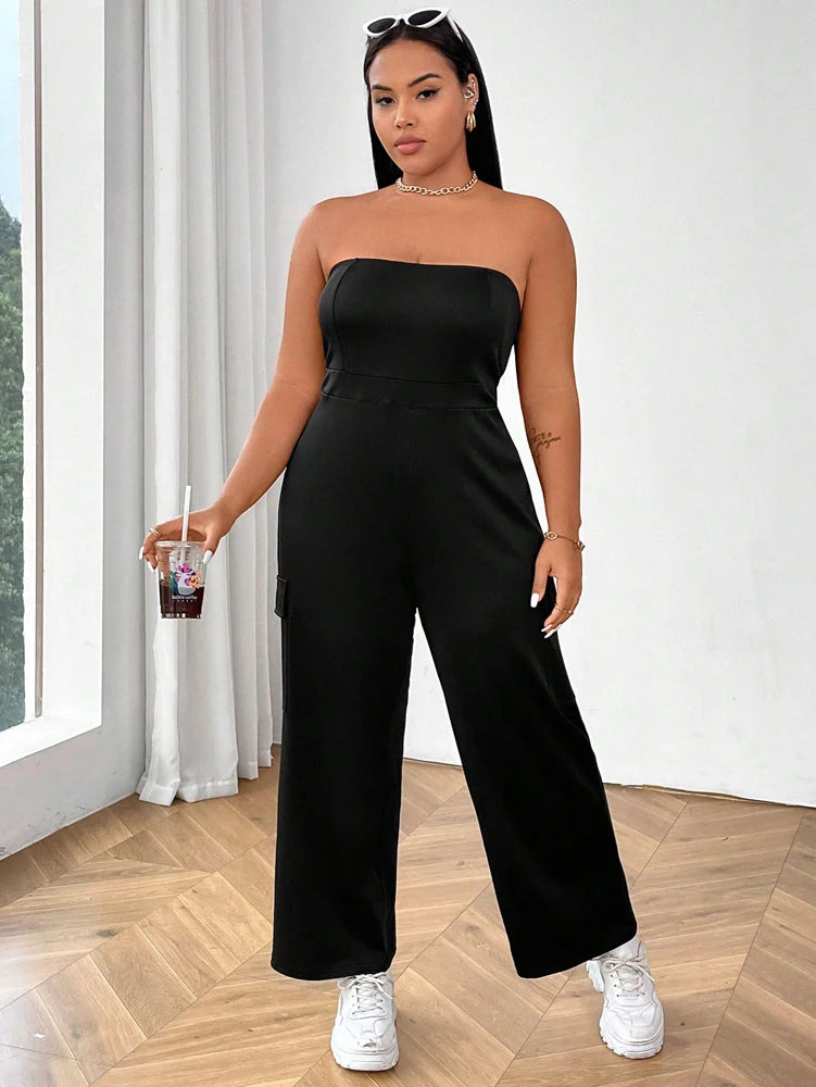 Plus Size Women's Plunge Sleeveless Jumpsuit Yoga Wear One-piece Pants Sports Fitness Outdoor Summer Best Choice
