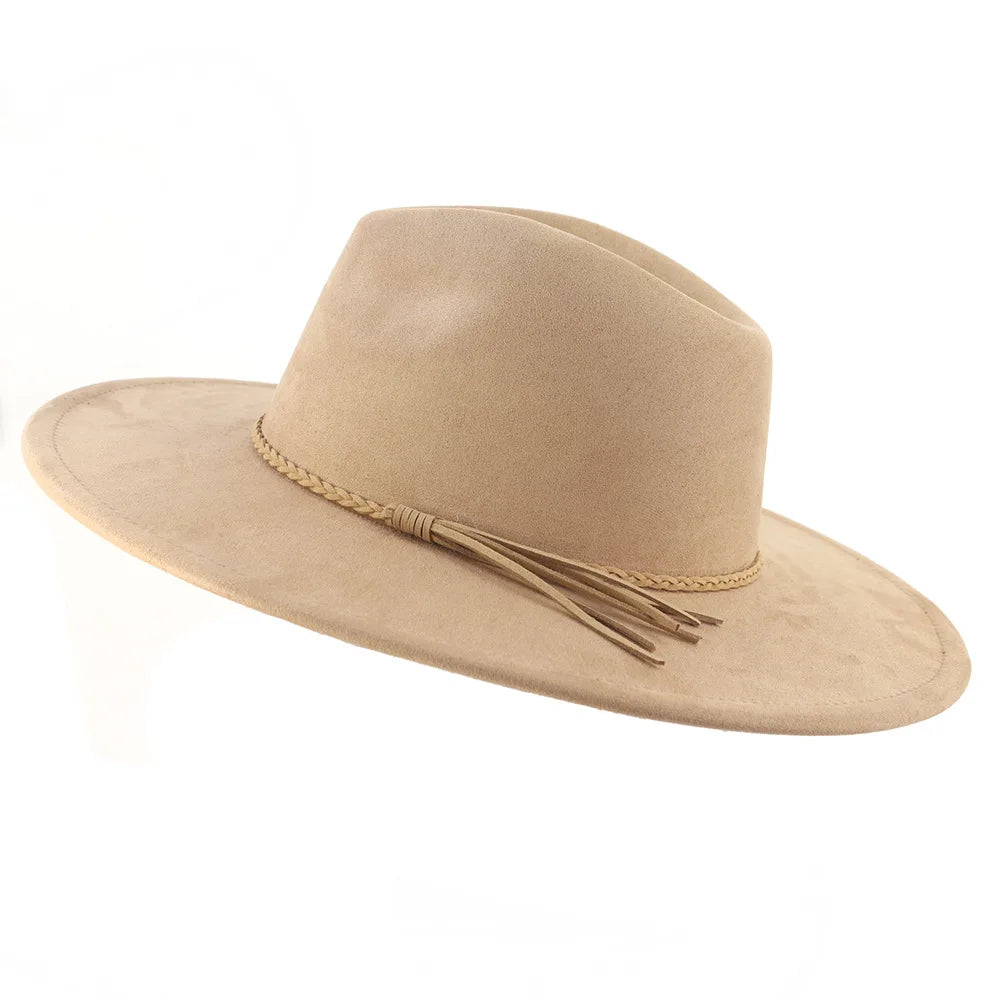 Colorful Suede Wide Brim Felt Fedoras Hat for Women Men Church Jazz Cap Panama Denim Hat Wholesale шляпа женская л