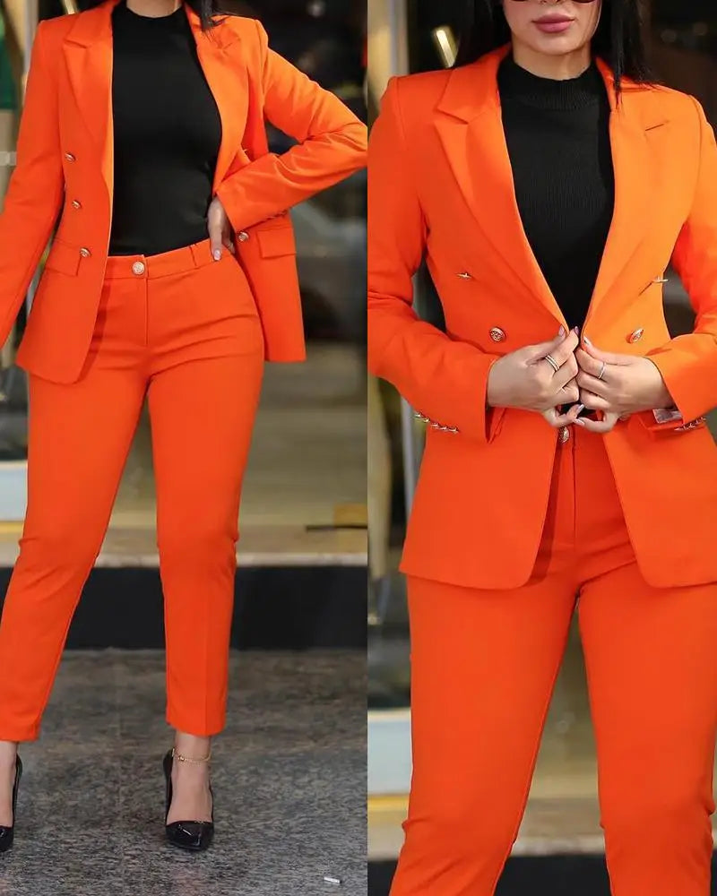 2 Piece Long Sleeve Blazer & Pants Set