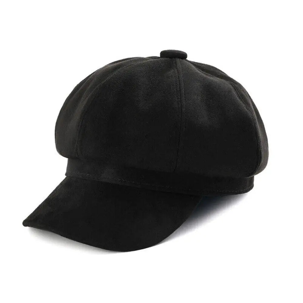 Casual Suede Fabric Hats & Caps Solid Color Adjustable Baker Cap Newsboy Hat Berets Beret Hat