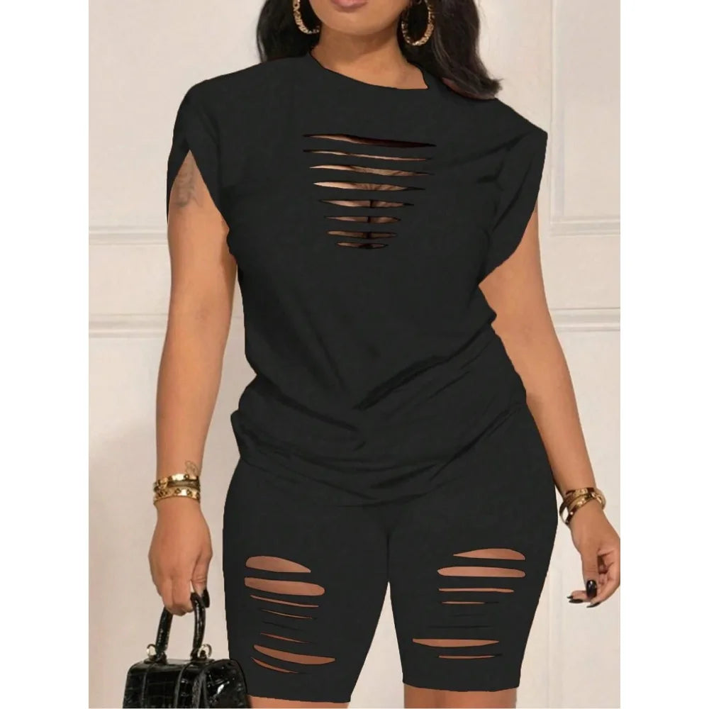 Slit 2 Piece Shorts Set