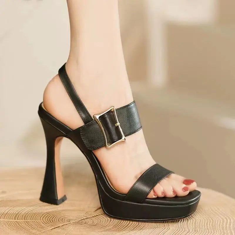 Elegant Genuine Leather High Heels
