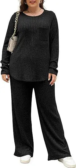 Women's 1XL-5XL Plus Size Autumn and Winter New Hot Selling Set Large Women's Two Piece Home Furnishing Set