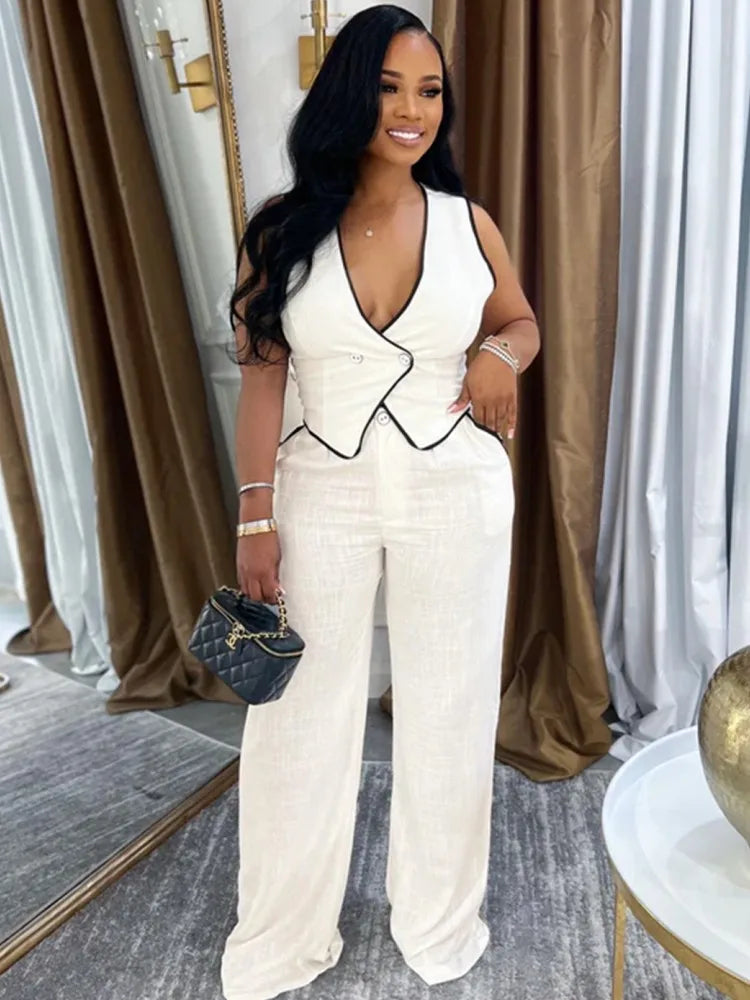 Casual 2 Piece Vest & Pants Set