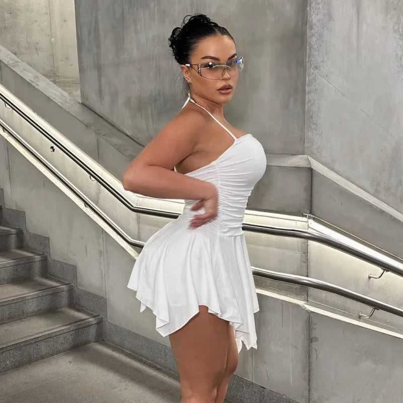 Spaghetti Strap Irregular Mini Dress