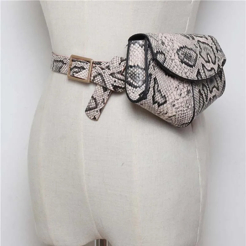 Women's Snake Waist Bag Heart Shaped Belt Bags Brand Designer Fanny Pack PU Leather Crossbody Chest Bag Fashion Small Hip Purse