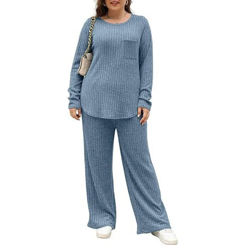 Women's 1XL-5XL Plus Size Autumn and Winter New Hot Selling Set Large Women's Two Piece Home Furnishing Set