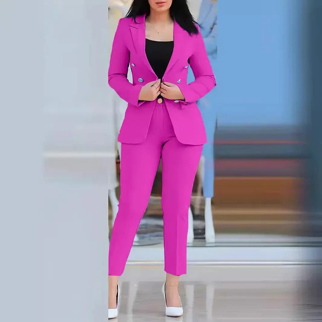 2 Piece Long Sleeve Blazer & Pants Set
