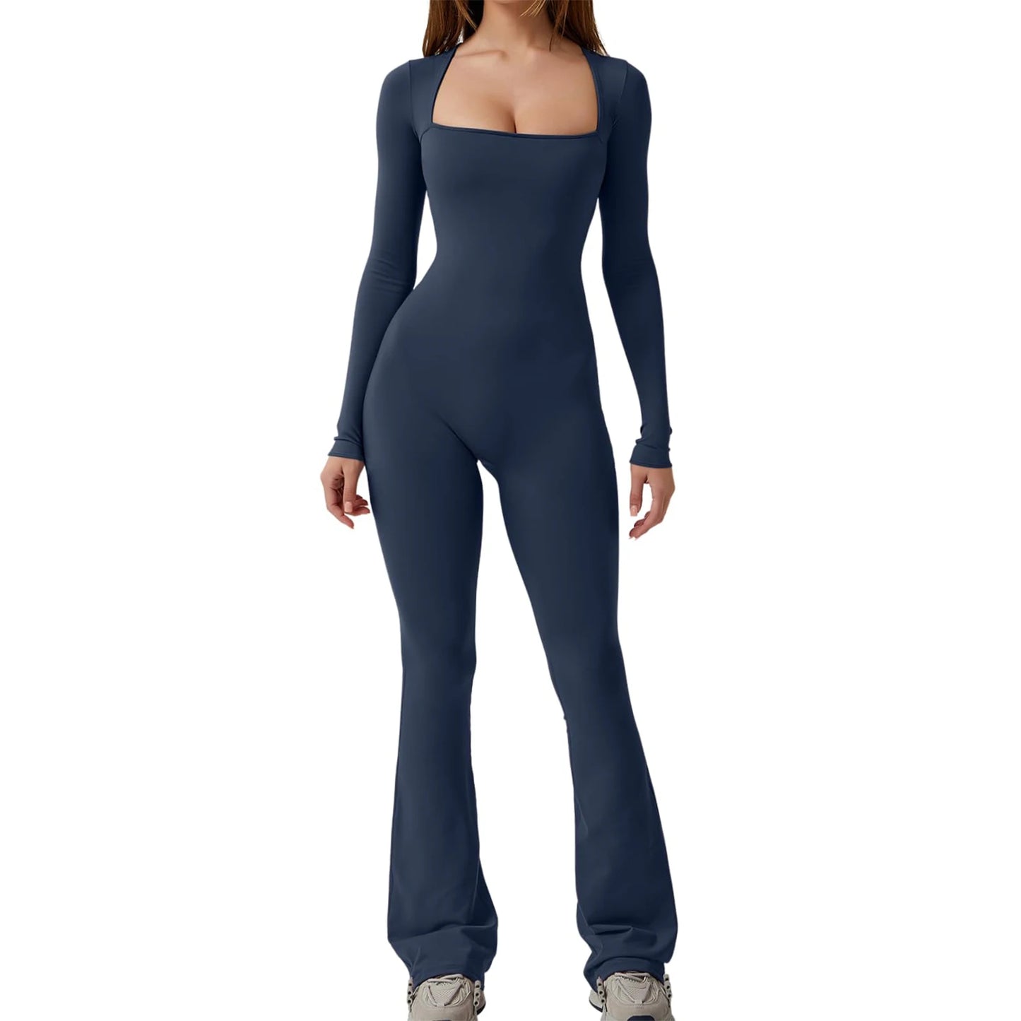 Square Neck Solid Color Romper