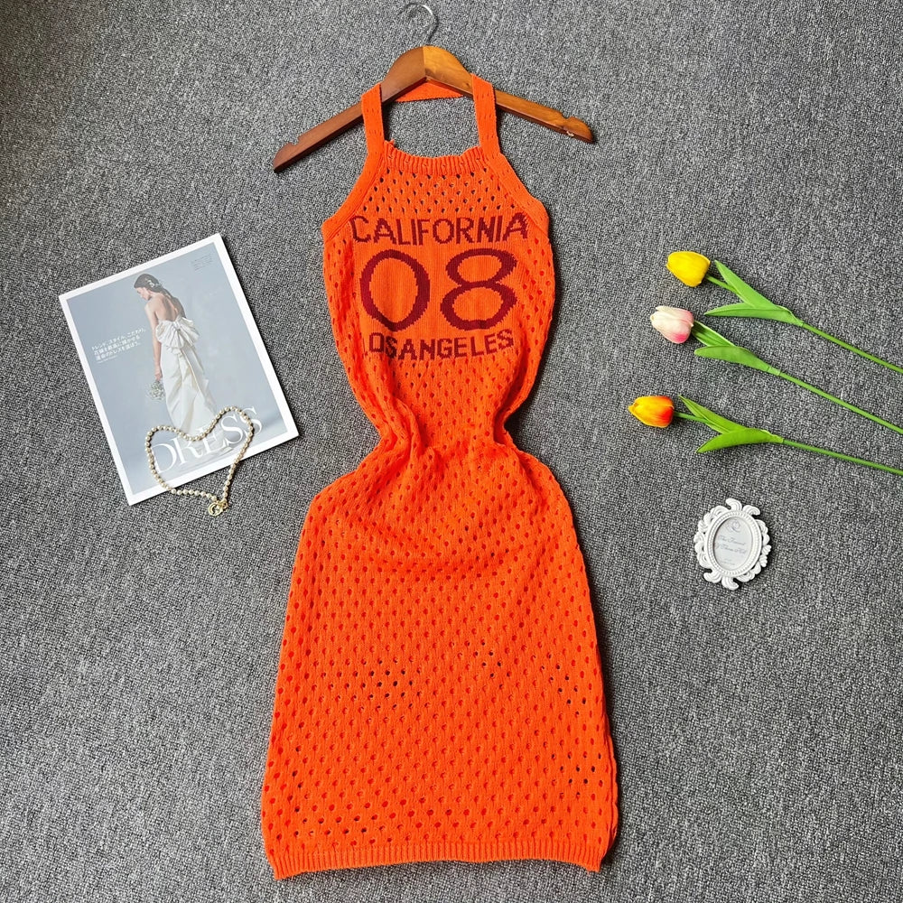 YuooMuoo Chic Fashion Sexy Package Hips Knitted Summer Dress Women Slim Elastic Halter Bodycon Mini Dress Streetwear Outfits