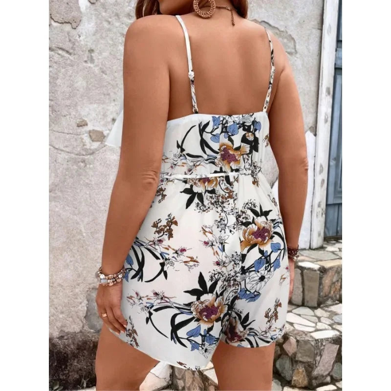 Plus Size 1XL-5XL Women's Fashionable New Bohemian Style Floral Print Comfortable Versatile Jumpsuit