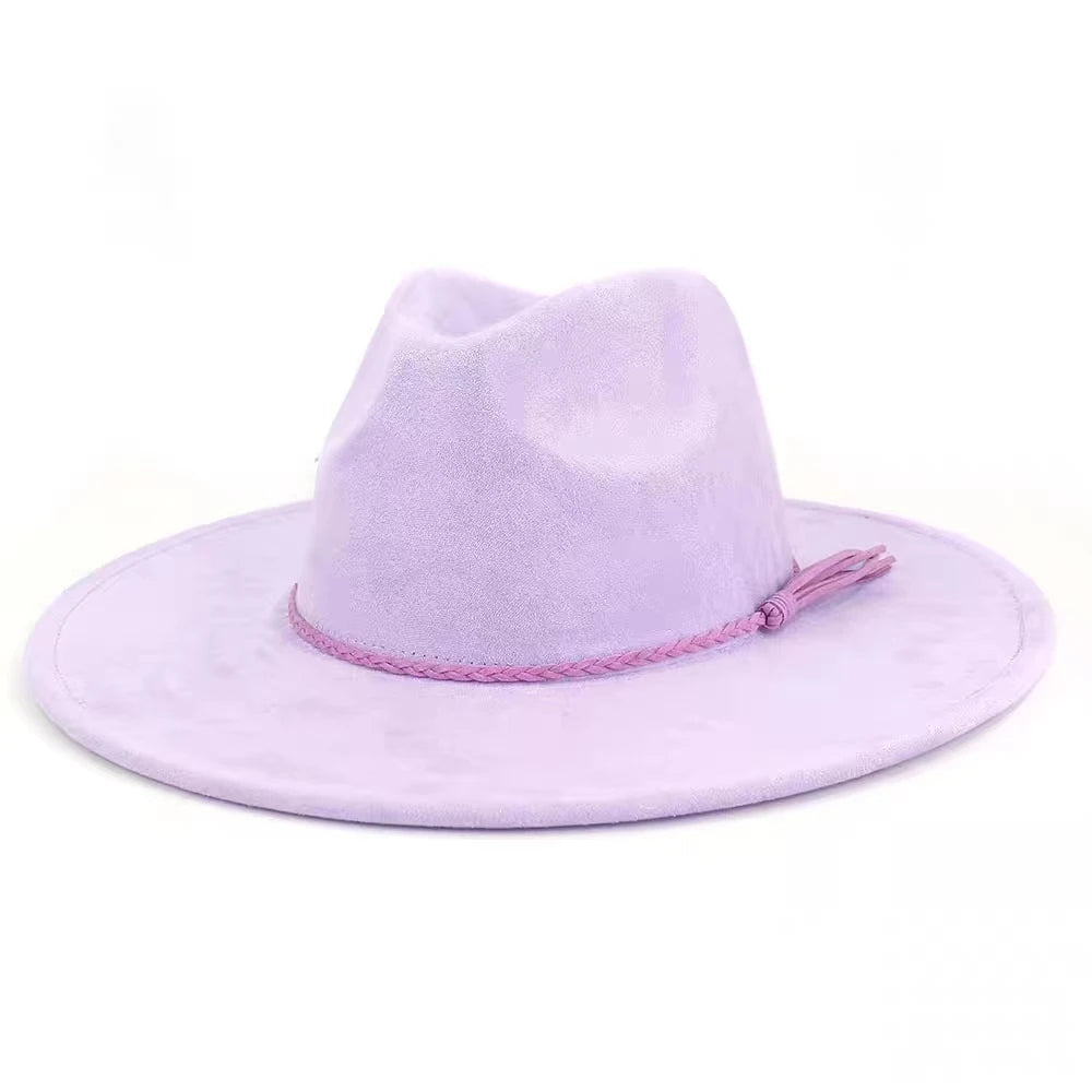 Colorful Suede Wide Brim Felt Fedoras Hat for Women Men Church Jazz Cap Panama Denim Hat Wholesale шляпа женская л