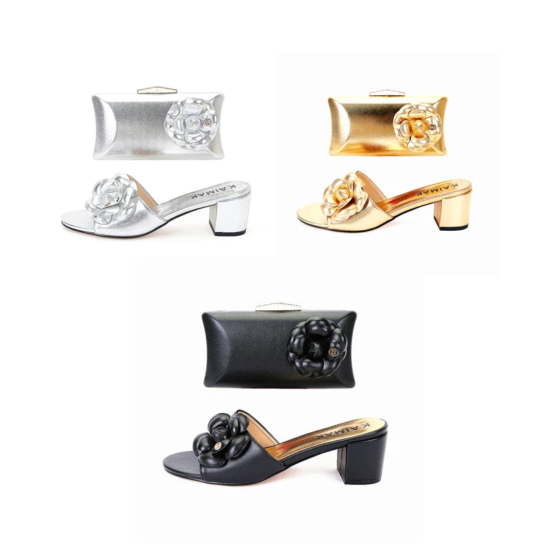 2025 Luxury Women's Shoe Bag Package Handbag Wedding Party Banquet Shoe Bag High Heels African Gold Silver Large Size Slippers