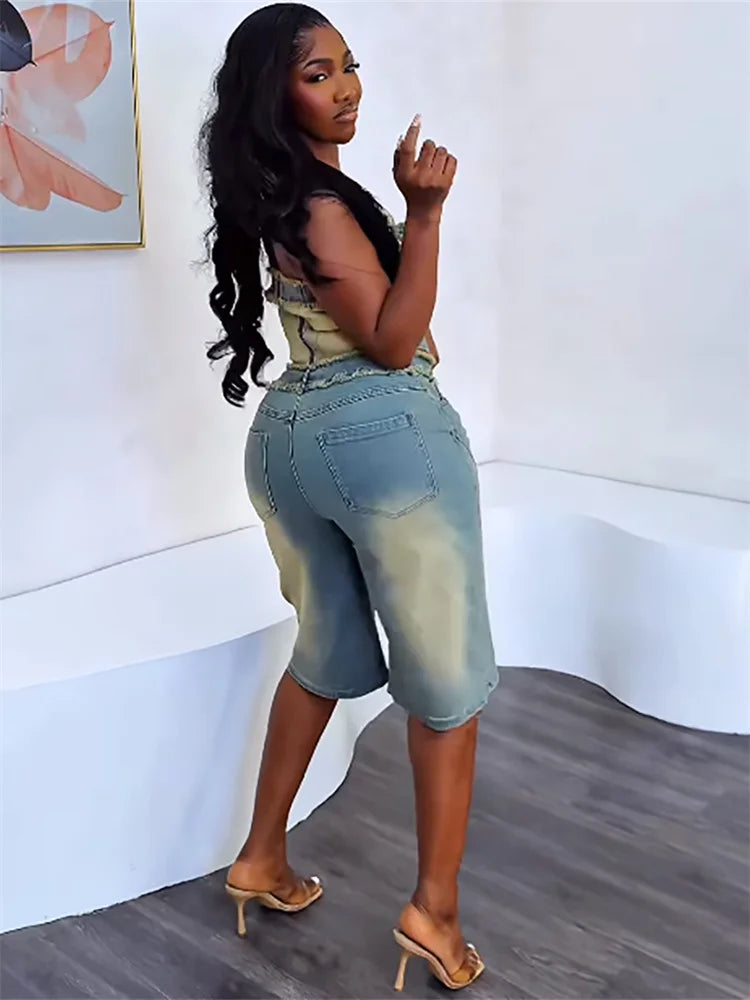 2 Piece Denim Top & Short Set
