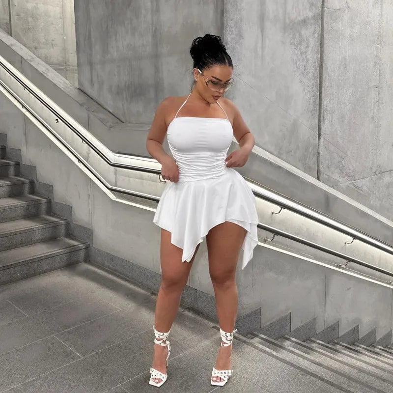 Spaghetti Strap Irregular Mini Dress