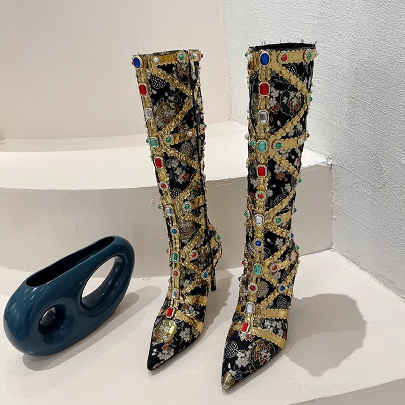 Fashion Knee High Pointed Toe High Heel Boots