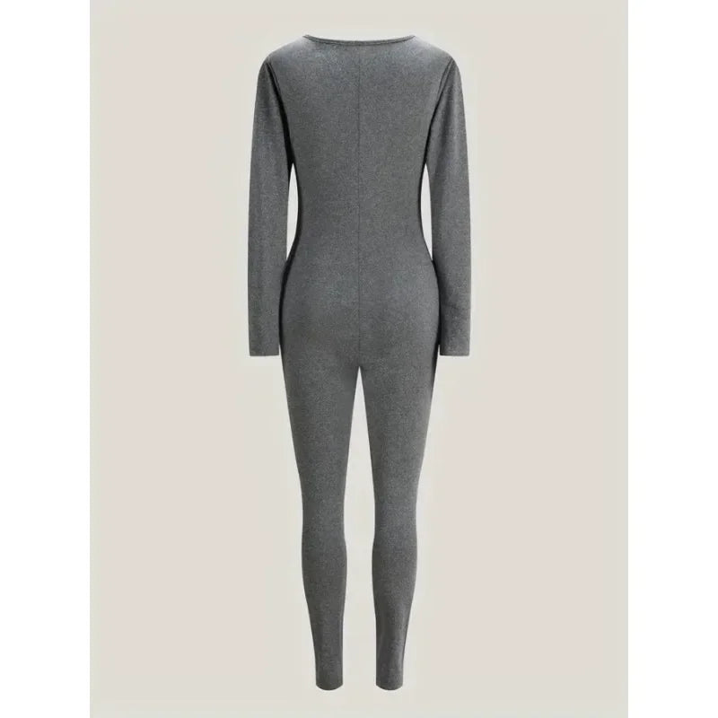 Plus Size 1XL-5XL New Women Sexy Sports Jumpsuits Ladies Casual Autumn Solid Long Sleeve Bodycon Fashion Rompers