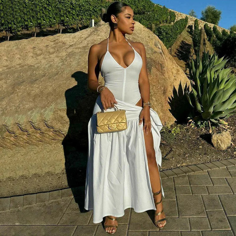 Elegant Fashion Women's Set Sleeveless Strap Bodysuit +Long Skirts Set Autumn Tracksuit Sexy 2025 Tie Up Two 2 Piece Set Outfits