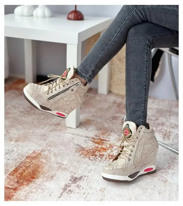 Platform Round Toe Wedge Boots