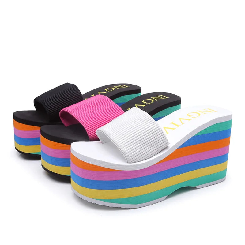 Open Toe Cake Heeled Slippers