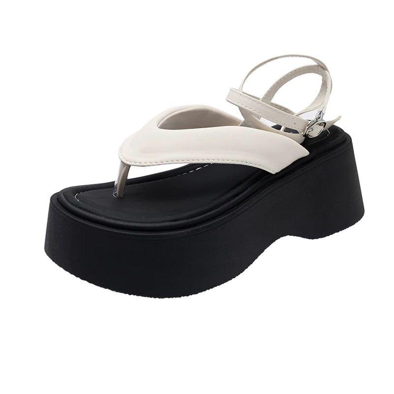Platform Buckle Flip Flop Slingback Sandals
