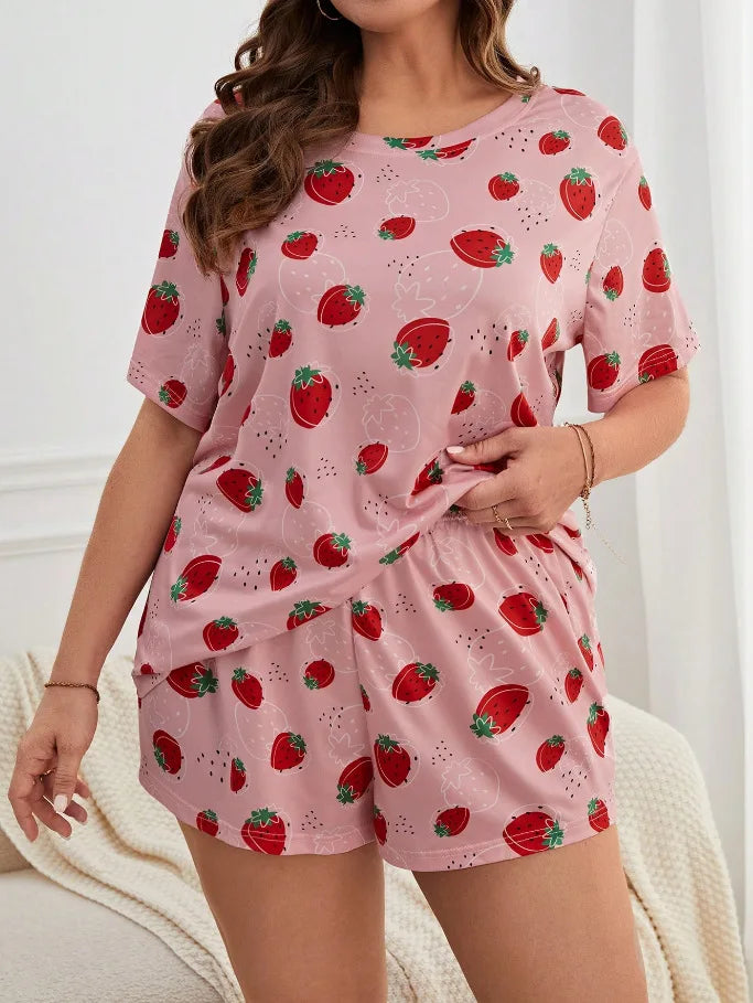 2025 Summer T-shirt Shorts Plus Size Women's Pajamas Large Size Home Clothes Set Sleepwear Women