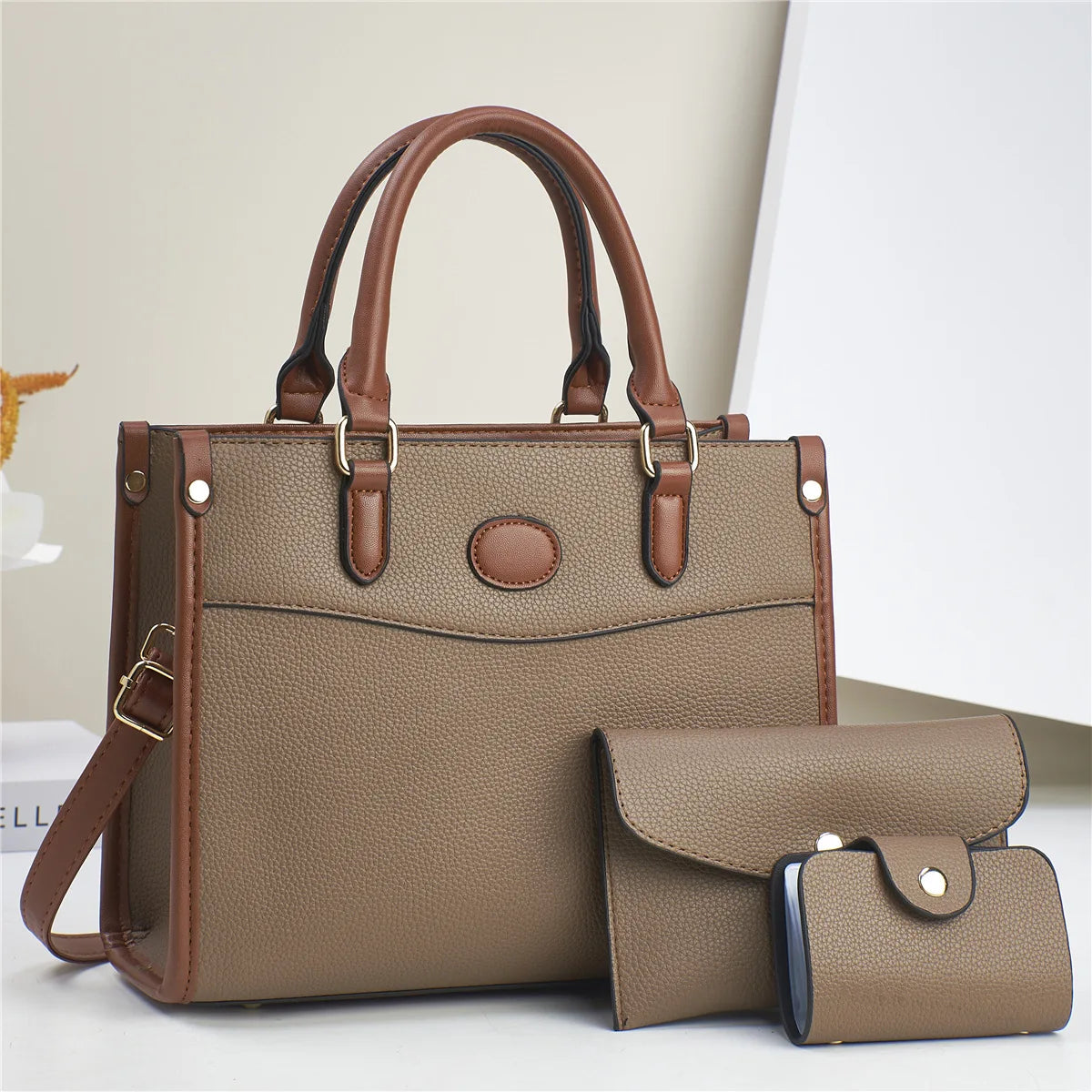 3pcs set Women Bags Soft PU Leather Handbag Purse Wallets Large Capacity Tote Shoulder Bag Girls Messenger Bags For School Work
