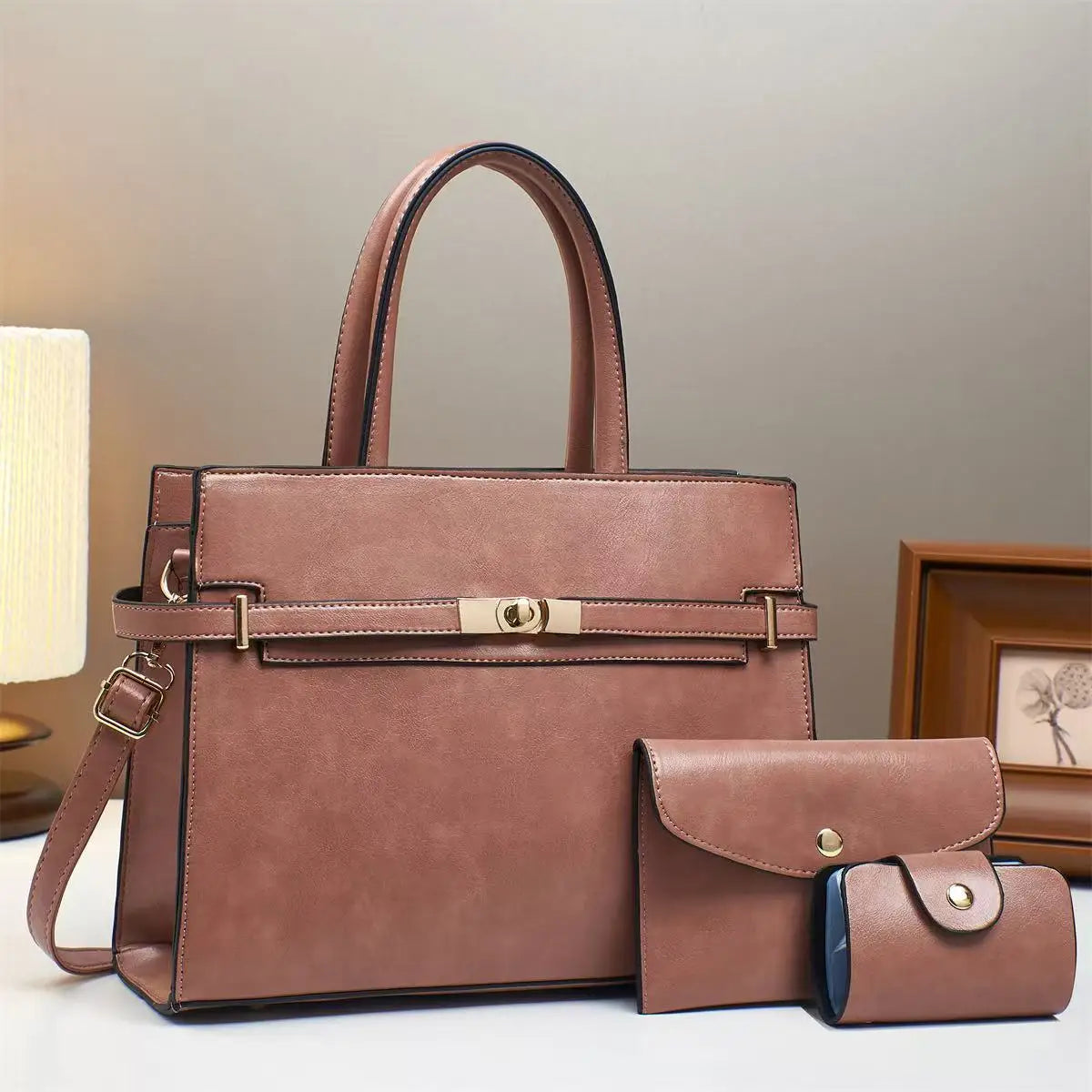 2025 Premium 3-Piece Tote Set - Luxe Structured Handbags, Minimalist Women's Office Purse Collection, Trendy Work Essentials