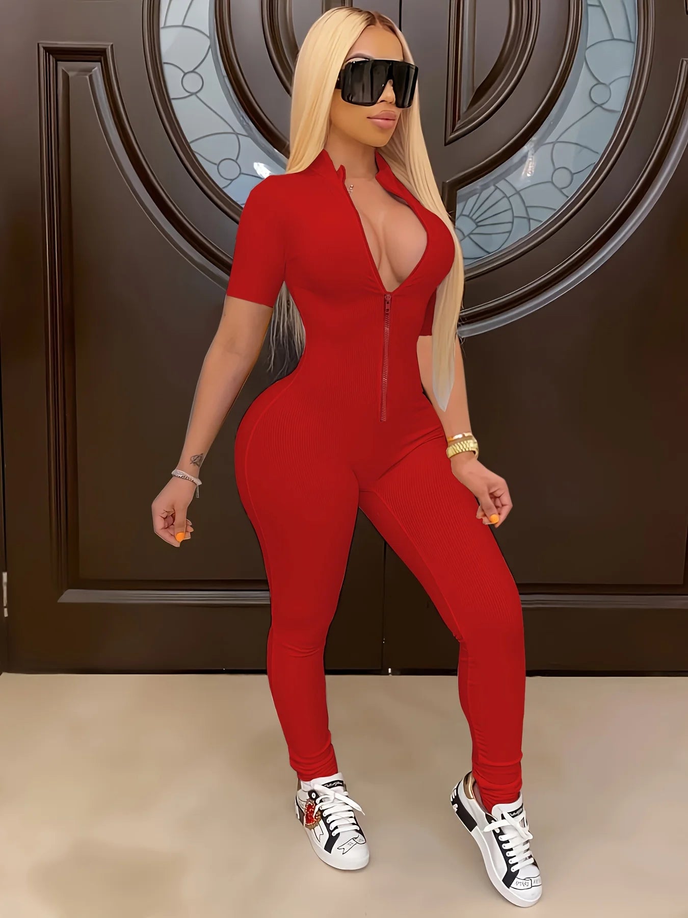 Jumpsuits for Women Casual Fashion Spring and Summer Slim Fit Zippered Small Rips Jumpsuit Monos Mujer Elegante Bodysuit