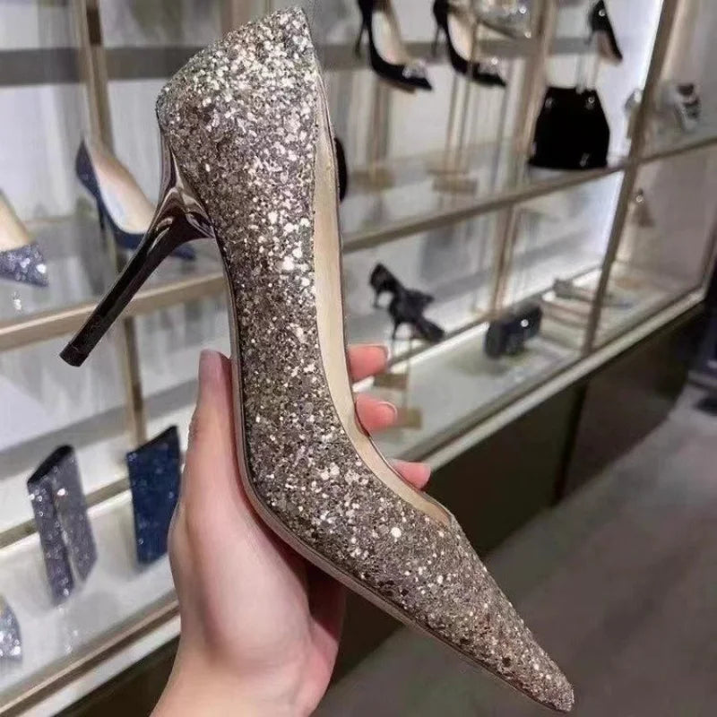 Luxury Designer Elegant Sexy Silver Heels
