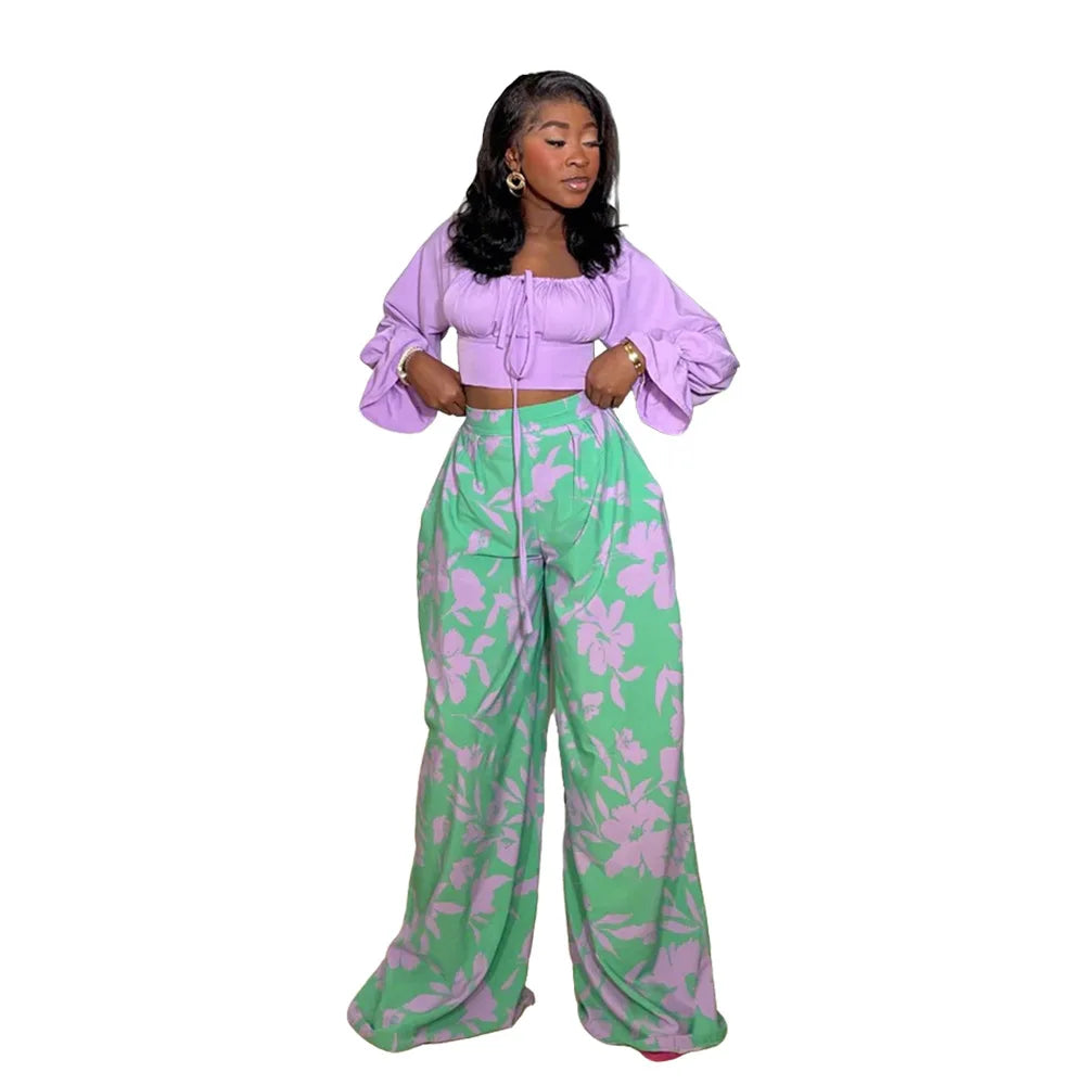 Wide-Leg 2 Piece Pants Set