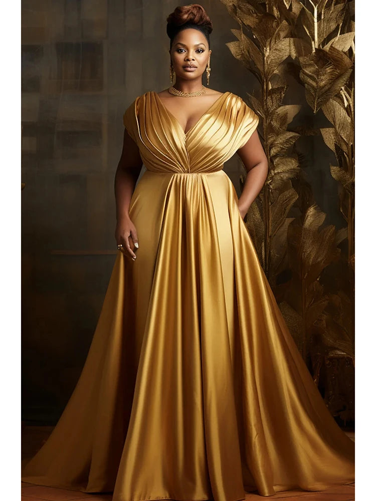 Luxury High Waist A-Line Maxi Dress