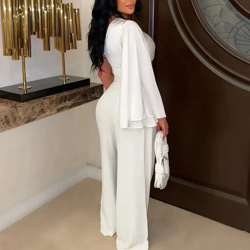 One Shoulder Crop Top & Pants 2 Piece Set