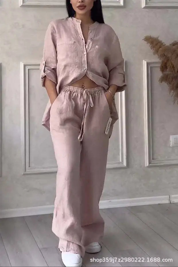 2 Piece Wide Leg Pants Set
