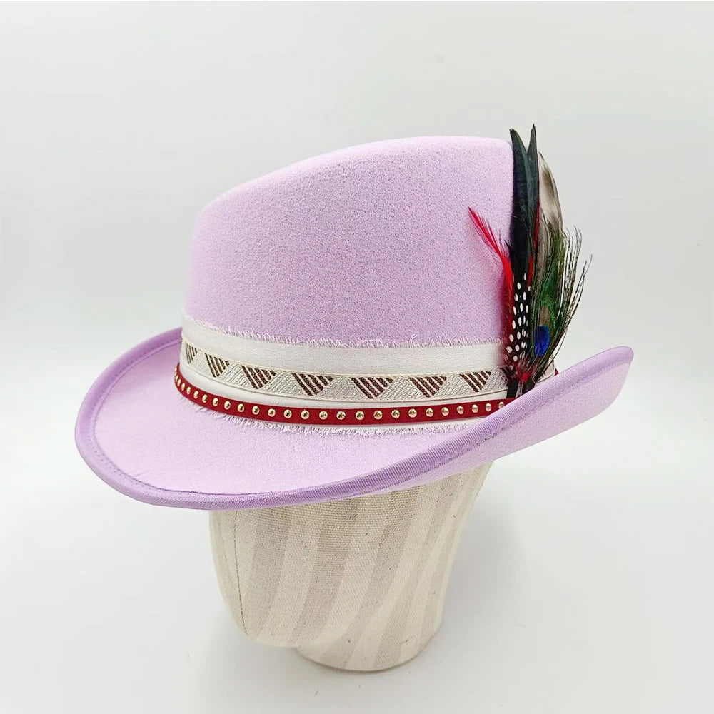 Suede Fedora Hat 9.5cm Wide Brim Suede Hats for Women and Men Hand Sewn Autumn Winter Jazz Hat Fashion chapeau femme шляпа