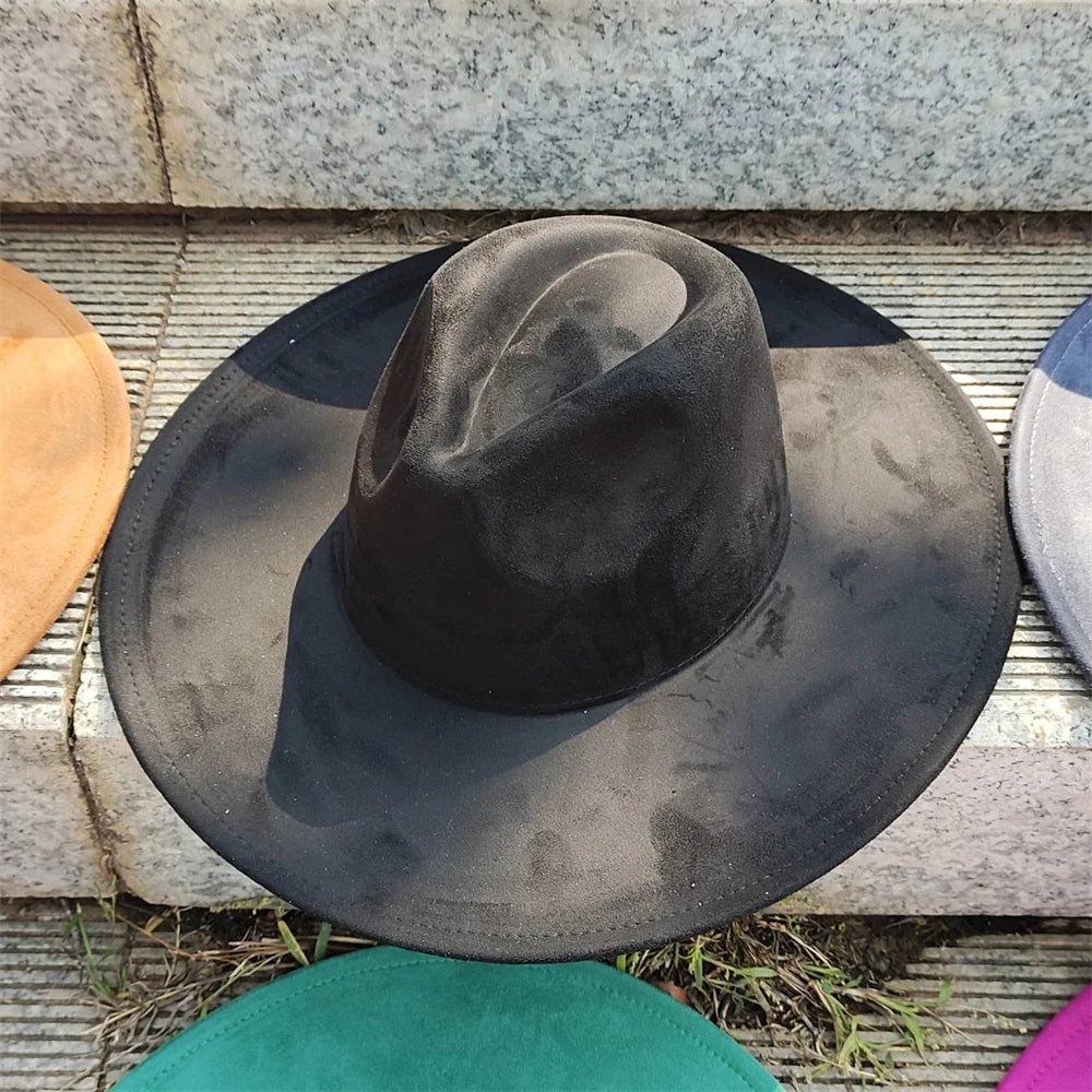 Colorful Suede Wide Brim Felt Fedoras Hat for Women Men Church Jazz Cap Panama Denim Hat Wholesale шляпа женская л
