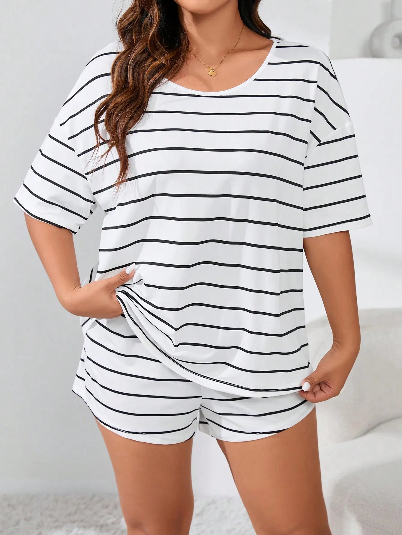 2025 Summer T-shirt Shorts Plus Size Women's Pajamas Large Size Home Clothes Set Sleepwear Women