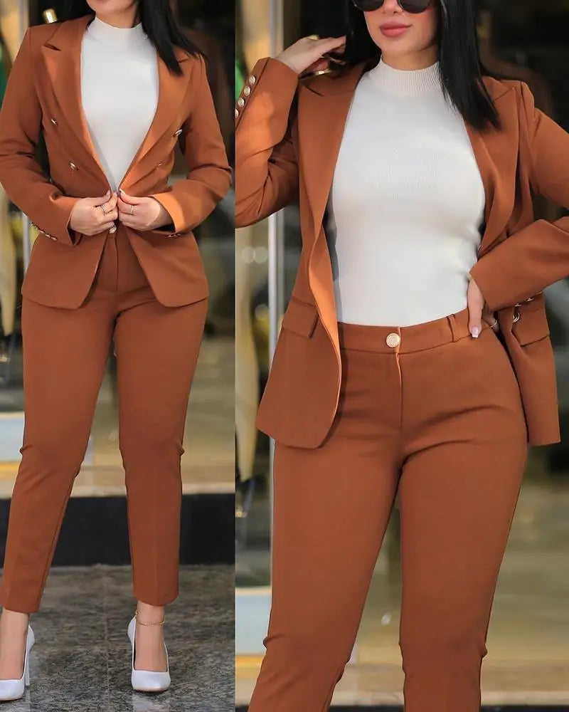 2 Piece Long Sleeve Blazer & Pants Set