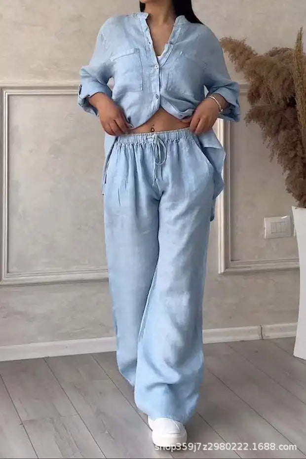 2 Piece Wide Leg Pants Set