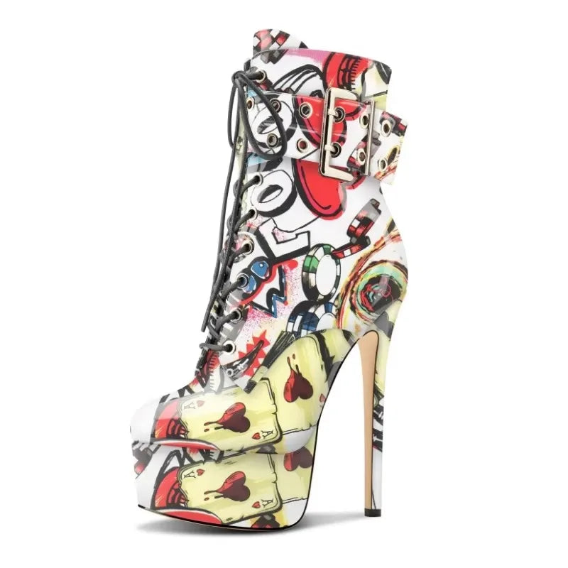 Leopard Print Platform Buckle Strap Boots