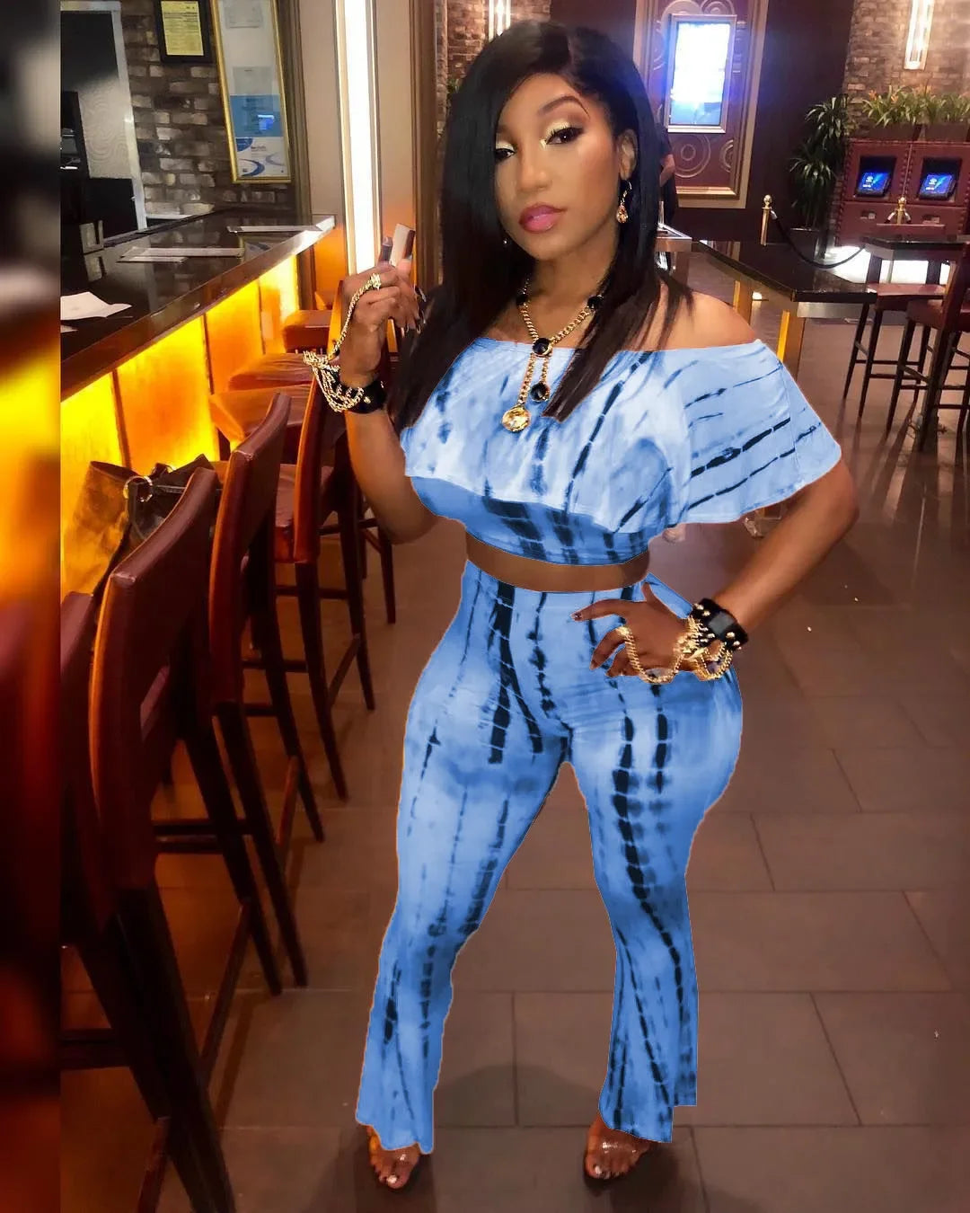 Sexy Bodycon 2 Piece Crop Top & Pants Set