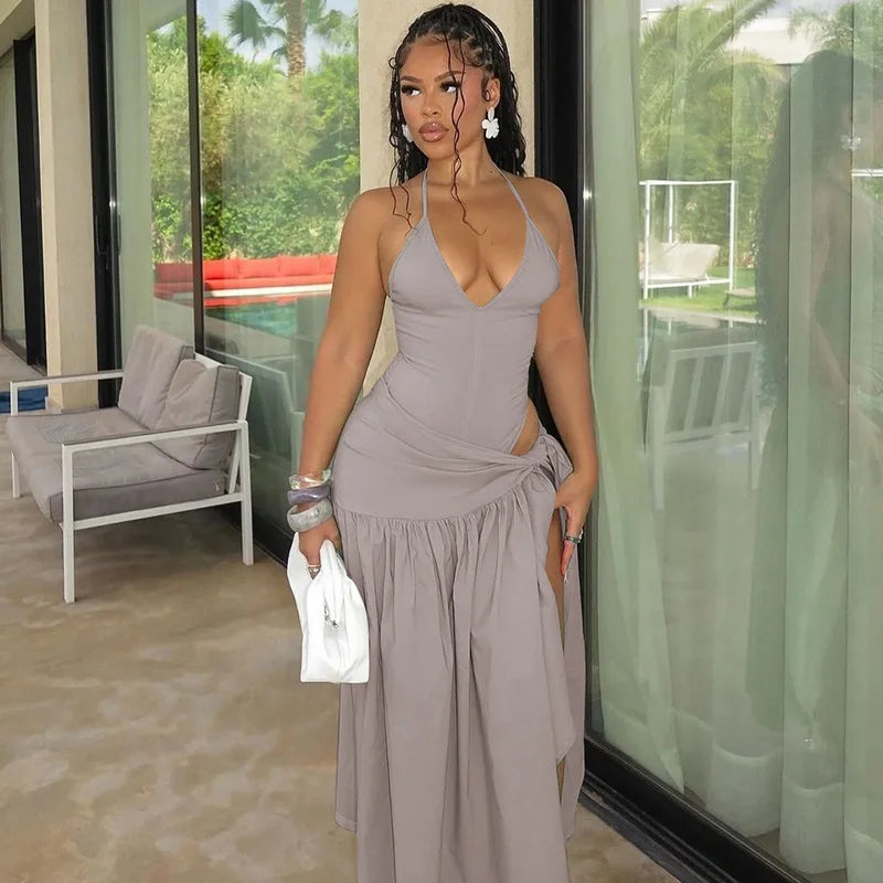 Elegant Fashion Women's Set Sleeveless Strap Bodysuit +Long Skirts Set Autumn Tracksuit Sexy 2025 Tie Up Two 2 Piece Set Outfits